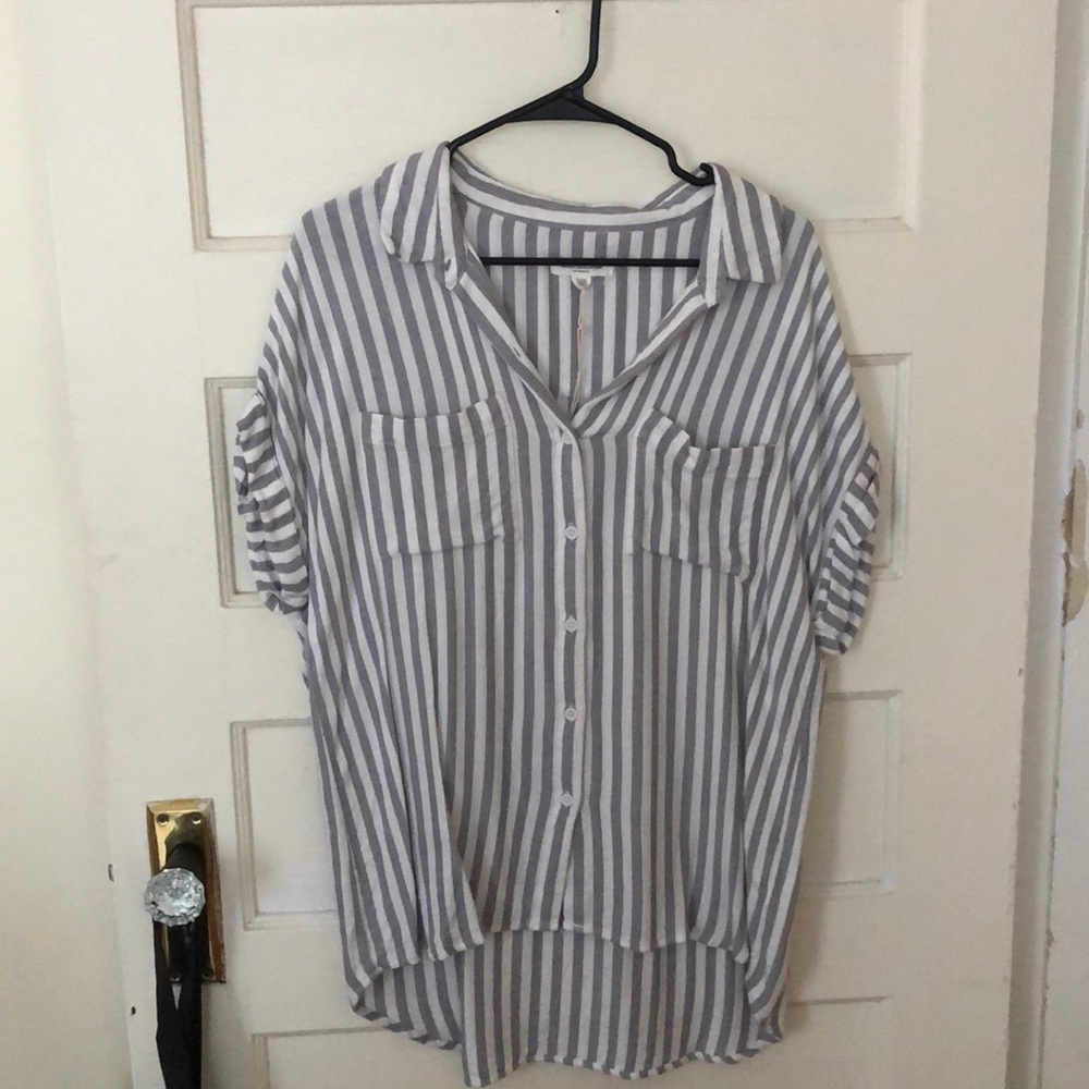 Striped button down blouse
